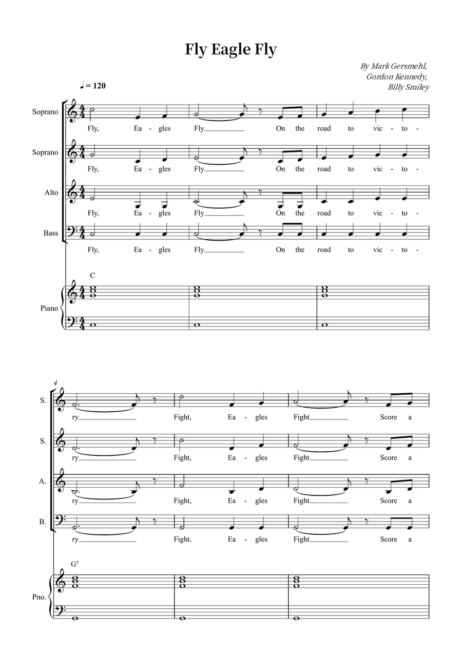 Fly Eagle Fly Fly Eagle Fly Choir scores gallery preview page 1