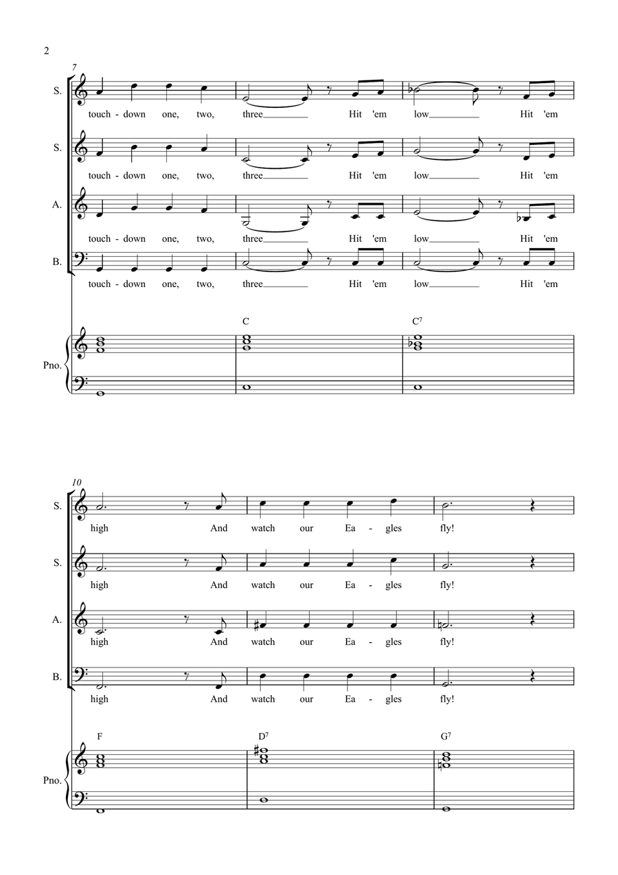 Fly Eagle Fly Fly Eagle Fly Choir scores gallery preview page 2