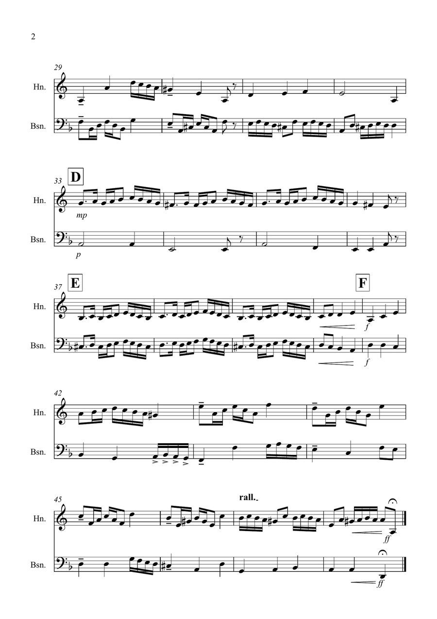 Rondeau (from Abdelazer) for Horn and Bassoon Duet Woodwind Duet scores gallery preview page 2