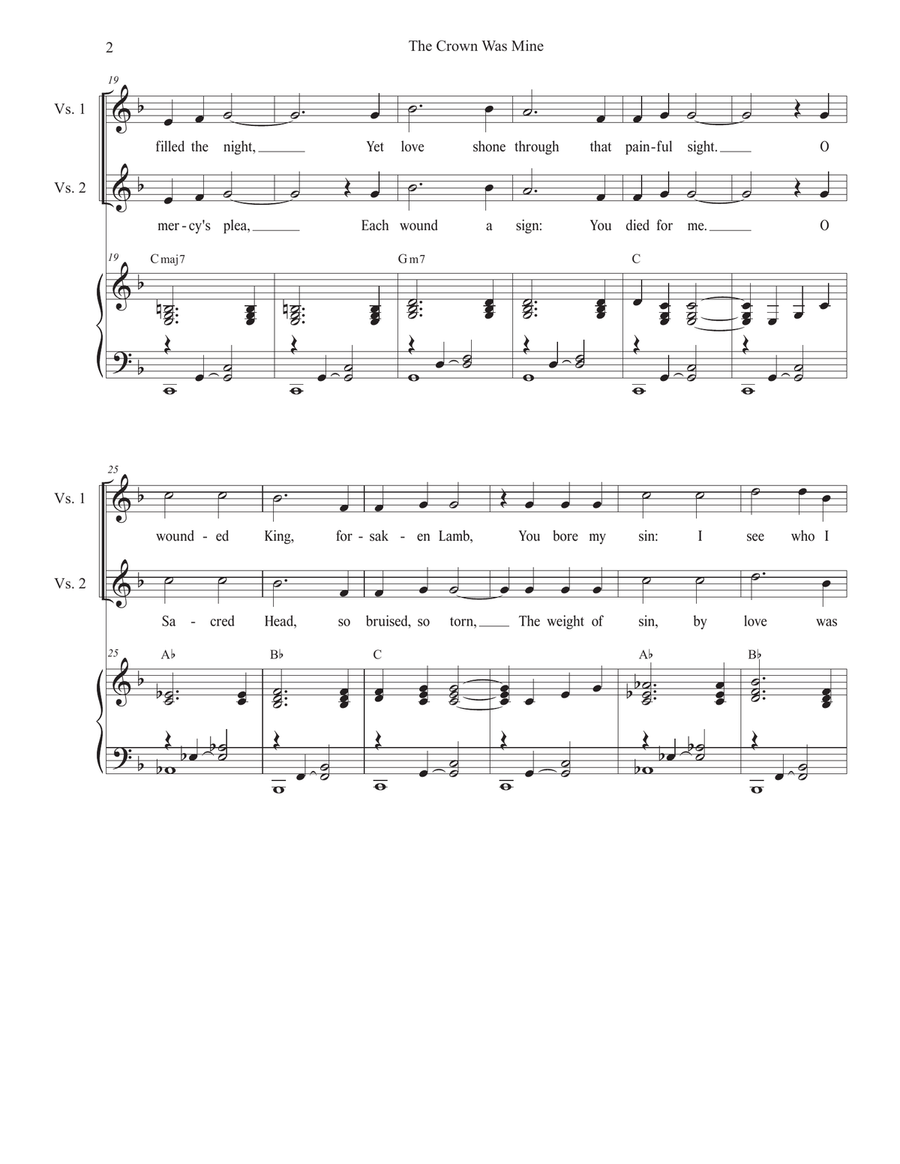 The Crown Was Mine (Holy Week/Good Friday version) (2-part choir - (Soprano and Tenor) 2-Part scores gallery preview page 2