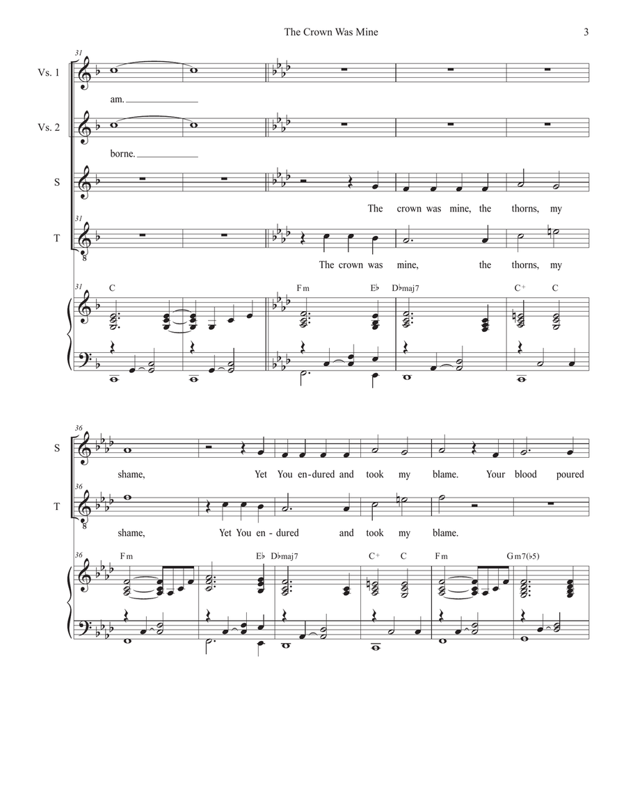 The Crown Was Mine (Holy Week/Good Friday version) (2-part choir - (Soprano and Tenor) 2-Part scores gallery preview page 3