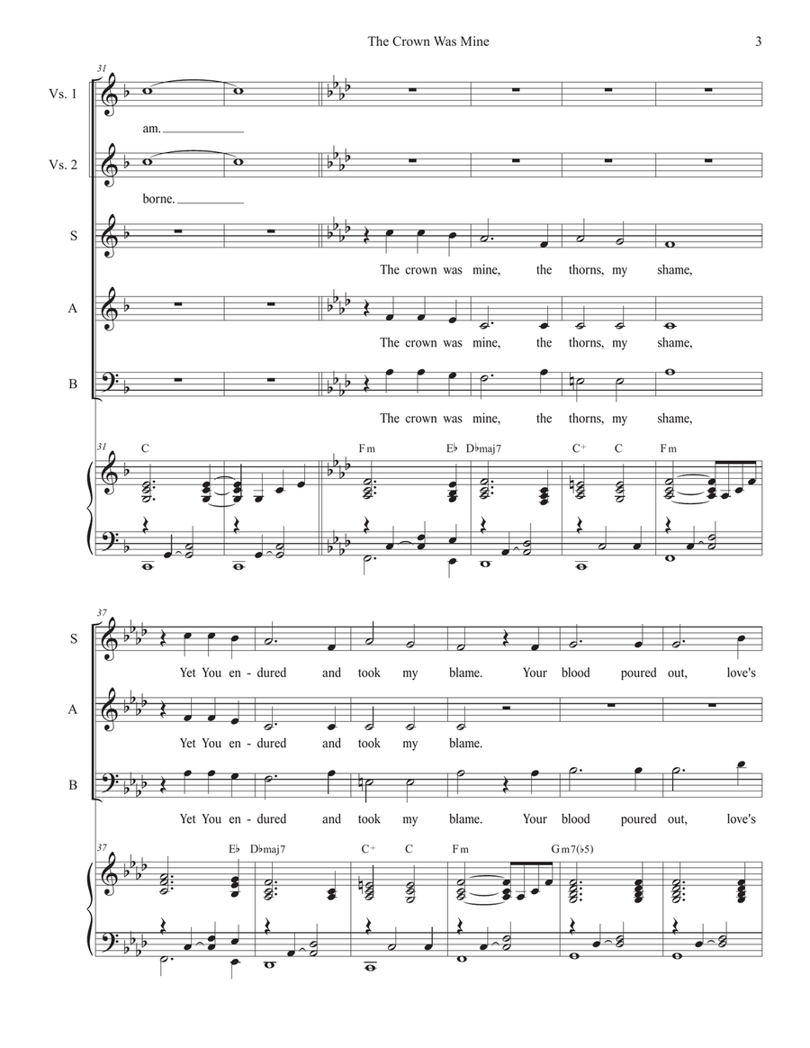 The Crown Was Mine (Holy Week/Good Friday version) (SAB) 3-Part scores gallery preview page 3