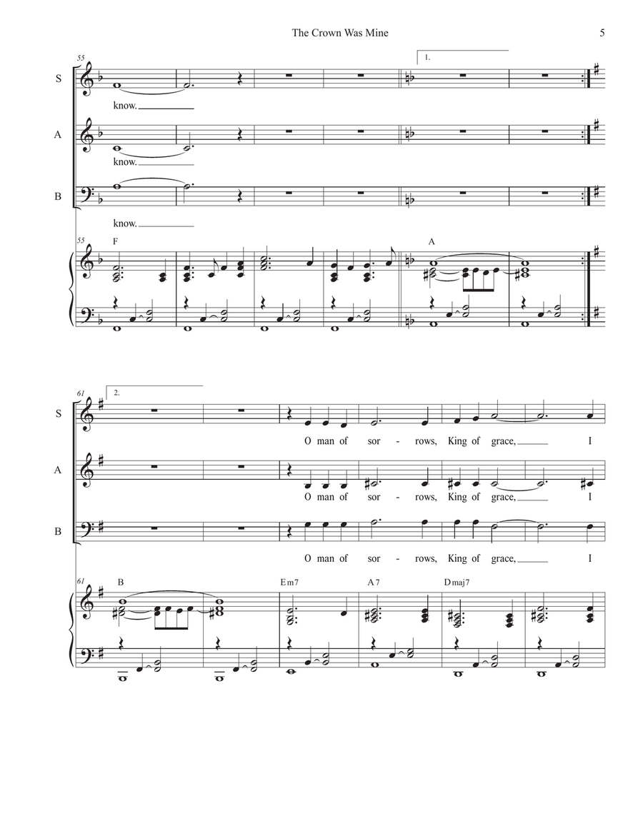 The Crown Was Mine (Holy Week/Good Friday version) (SAB) 3-Part scores gallery preview page 5