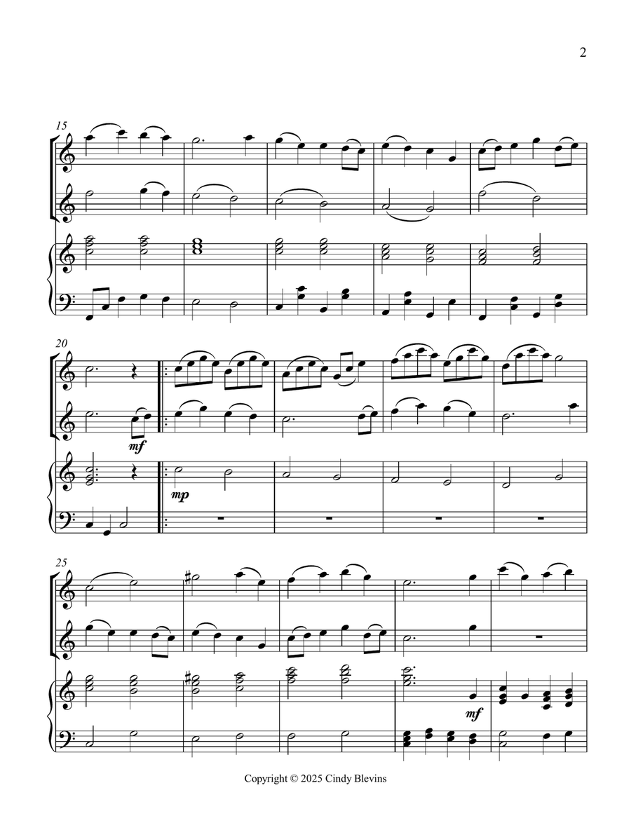 This Is My Father's World, for Two Recorders and Piano Woodwind Duet scores gallery preview page 3