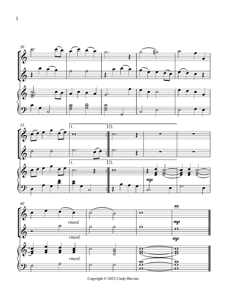 This Is My Father's World, for Two Recorders and Piano Woodwind Duet scores gallery preview page 4