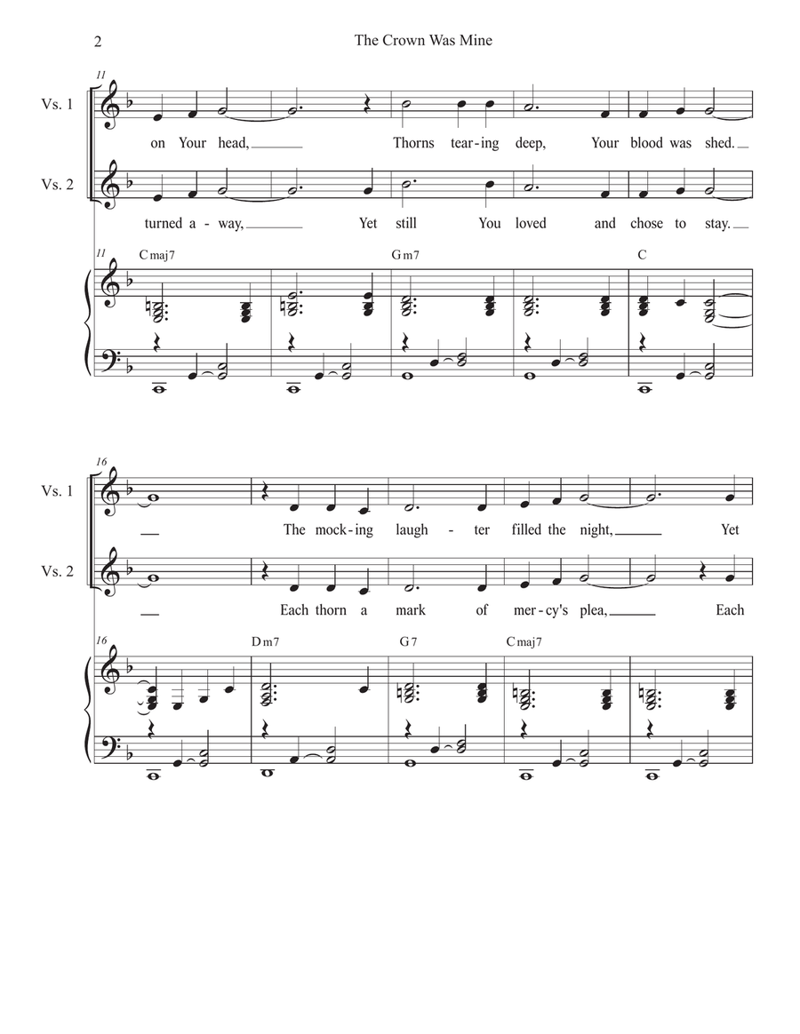 The Crown Was Mine (Holy Week/Good Friday version) (Unison choir) Unison Choir scores gallery preview page 2