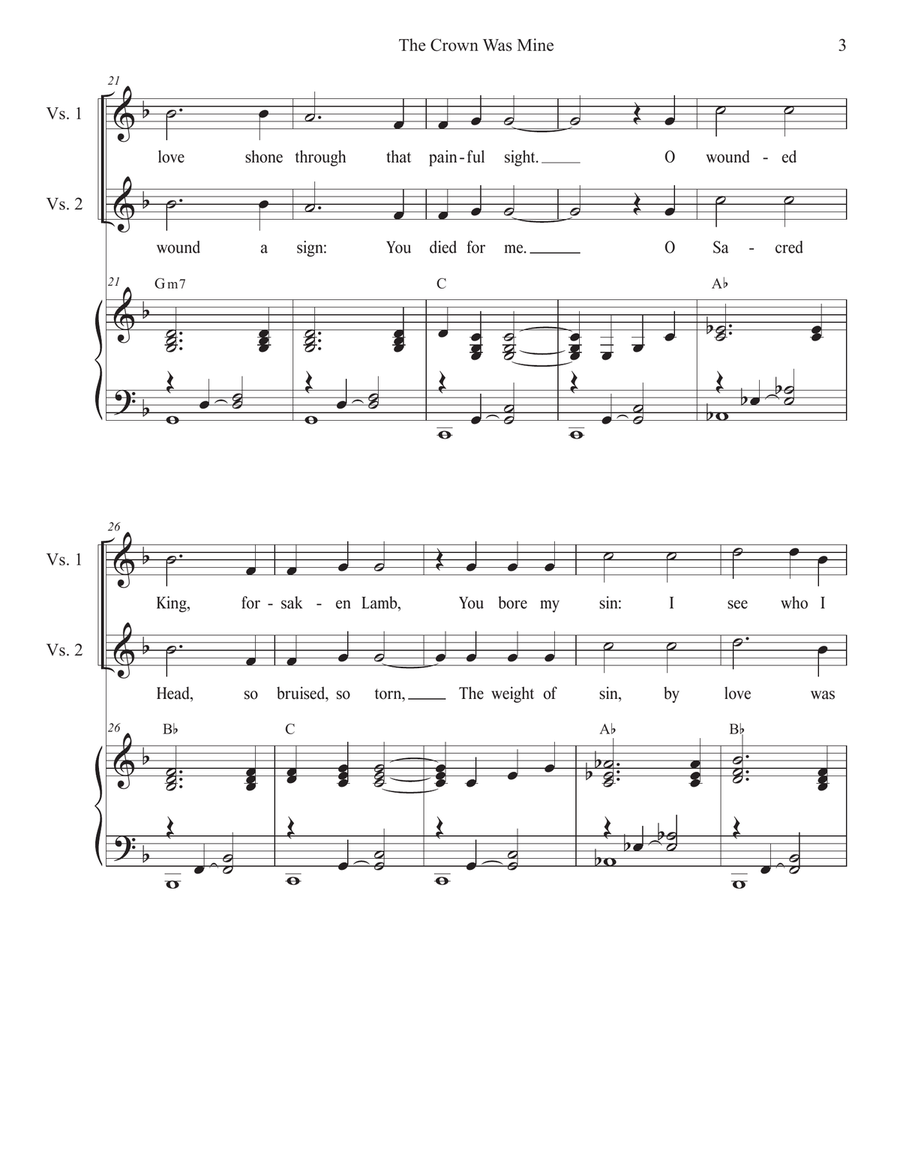 The Crown Was Mine (Holy Week/Good Friday version) (Unison choir) Unison Choir scores gallery preview page 3