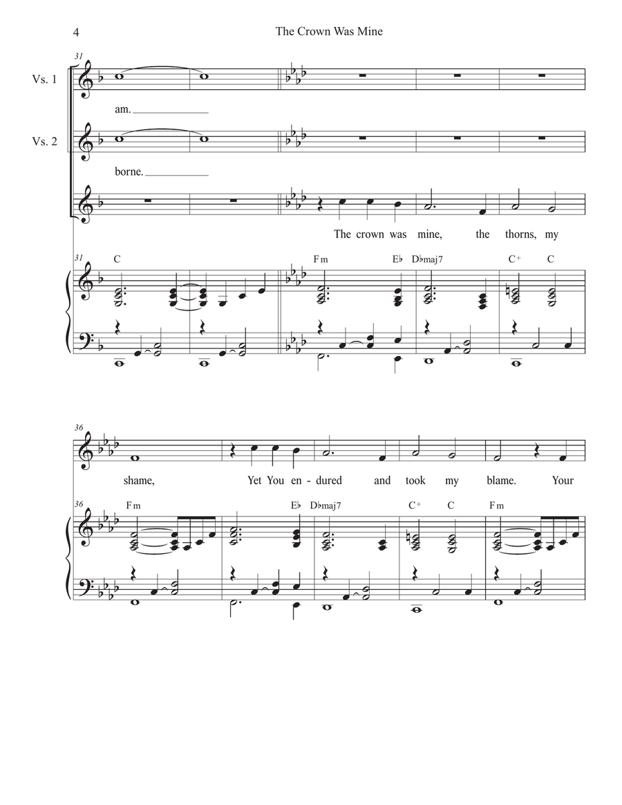 The Crown Was Mine (Holy Week/Good Friday version) (Unison choir) Unison Choir scores gallery preview page 4