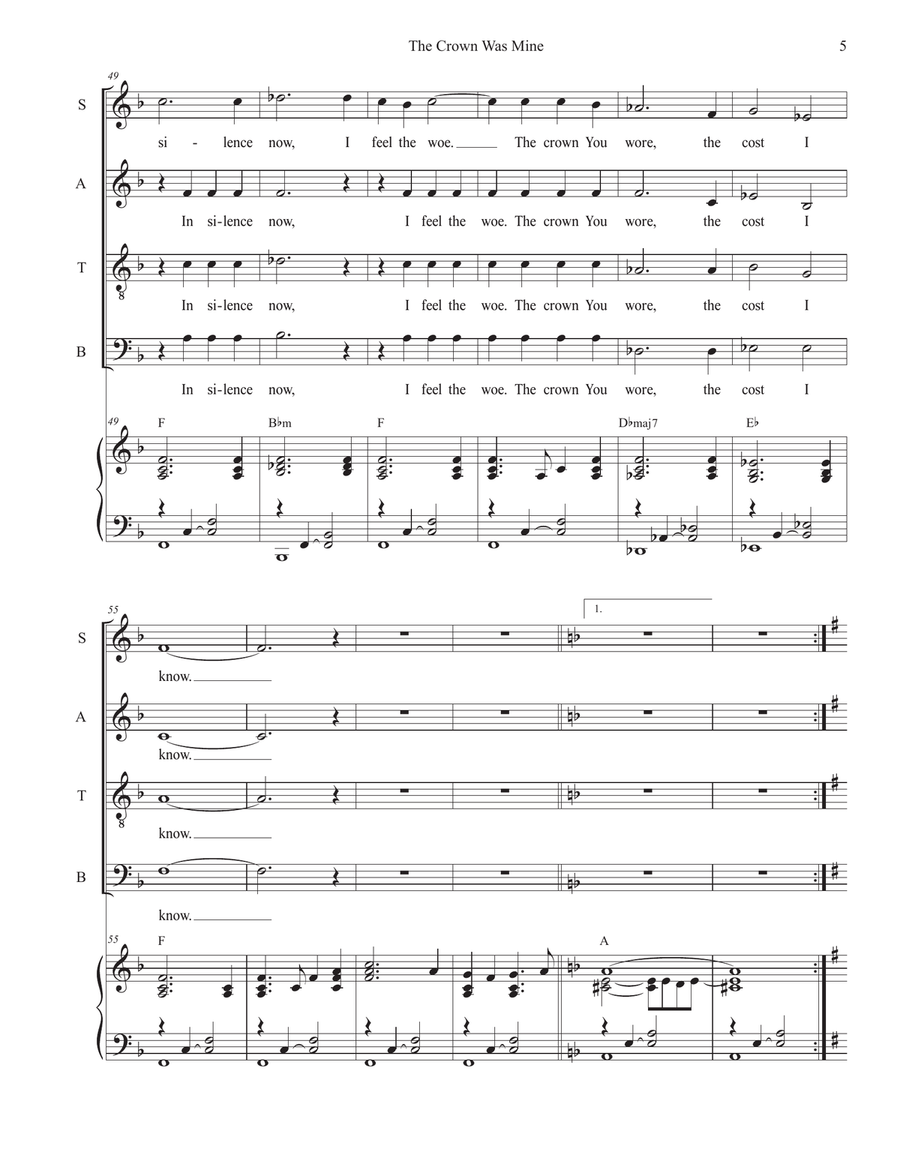 The Crown Was Mine (Holy Week/Good Friday version) (SATB) 4-Part scores gallery preview page 5