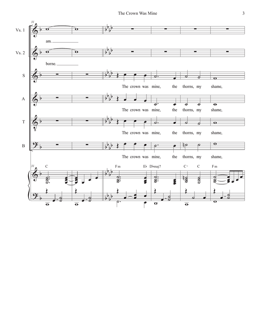 The Crown Was Mine (Holy Week/Good Friday version) (Vocal Quartet - (SATB) 4-Part scores gallery preview page 3