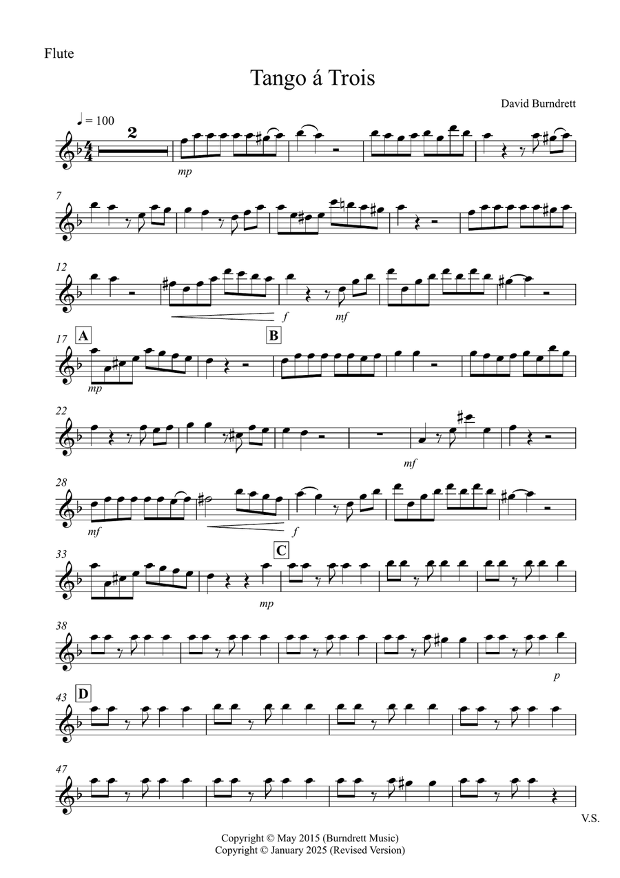Tango a Trios for Flute, Violin and Tuba Trio Small Ensemble scores gallery preview page 4