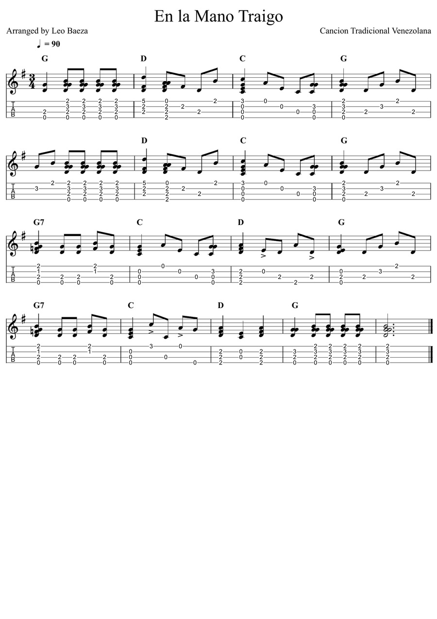 En la mano traigo En la mano traigo Ukulele scores gallery preview page 1