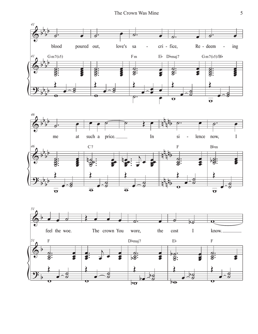 The Crown Was Mine (Holy Week/Good Friday version) (Vocal solo - Medium version) Piano, Vocal scores gallery preview page 5