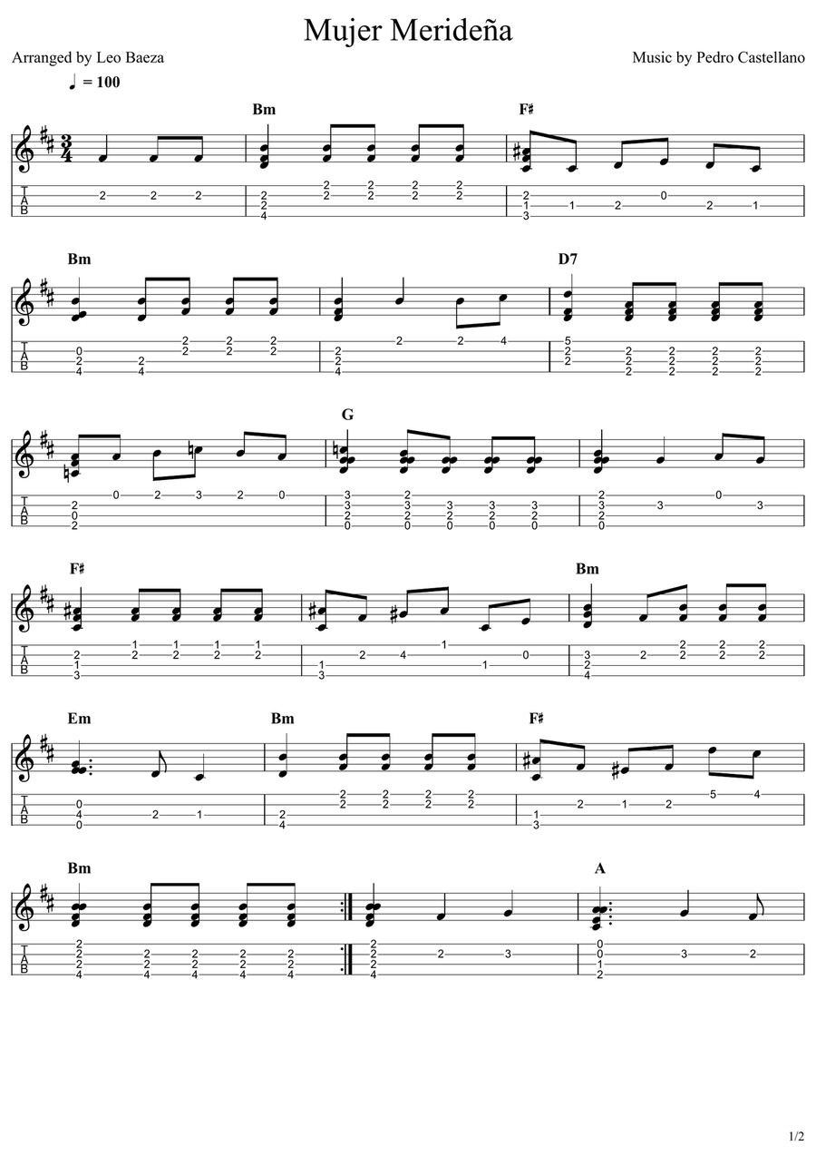 Mujer Merideña Mujer Merideña Ukulele scores gallery preview page 1