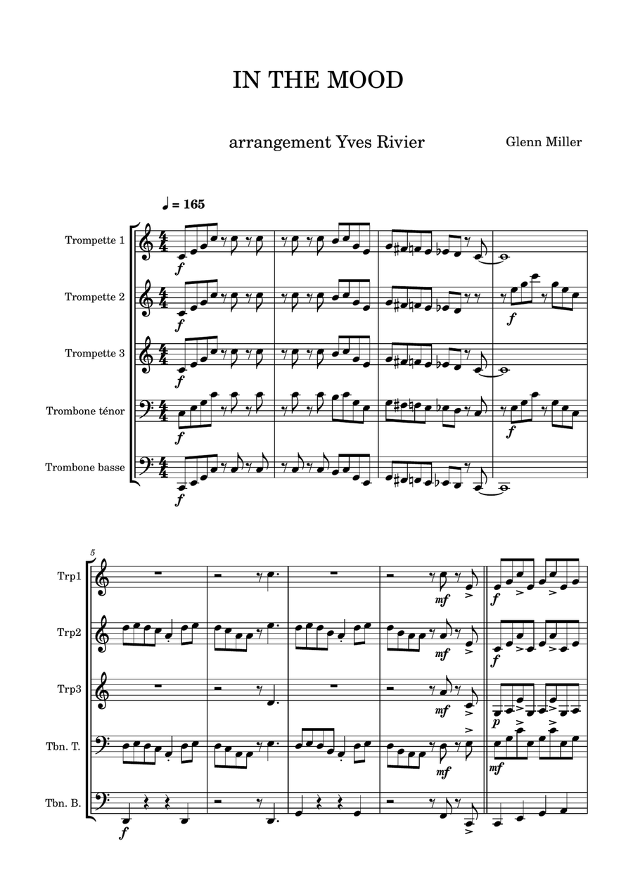 IN THE MOOD IN THE MOOD Brass Quintet scores gallery preview page 1