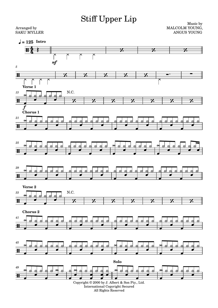 Stiff Upper Lip Stiff Upper Lip Drum Set scores gallery preview page 1
