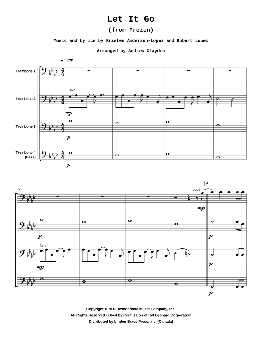 Let It Go Brass Quartet scores gallery preview page 2