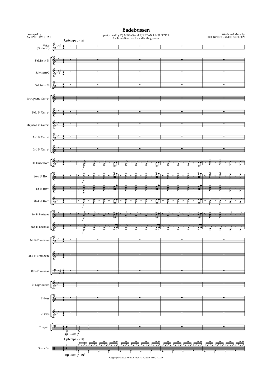 Badebussen Feat. Kjartan Lauritzen Brass Band scores gallery preview page 1