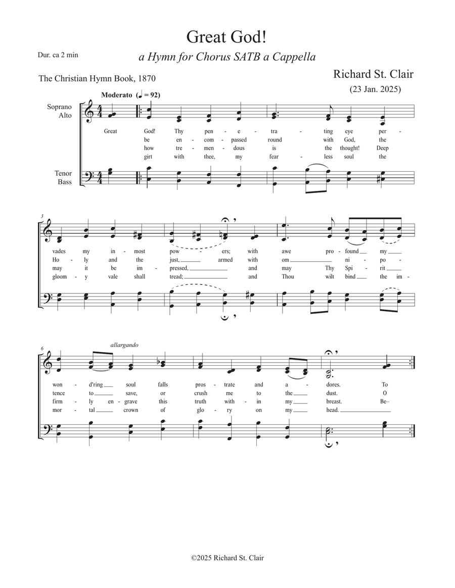 Great God! A Hymn for SATB Chorus 4-Part scores gallery preview page 1
