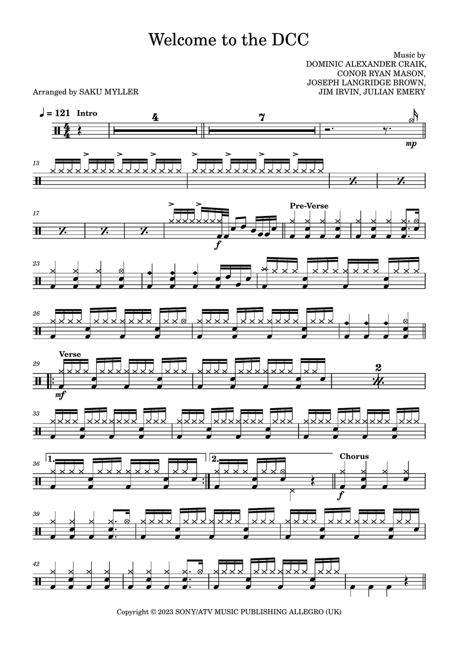 Welcome To The Dcc Welcome To The Dcc Drum Set scores gallery preview page 1