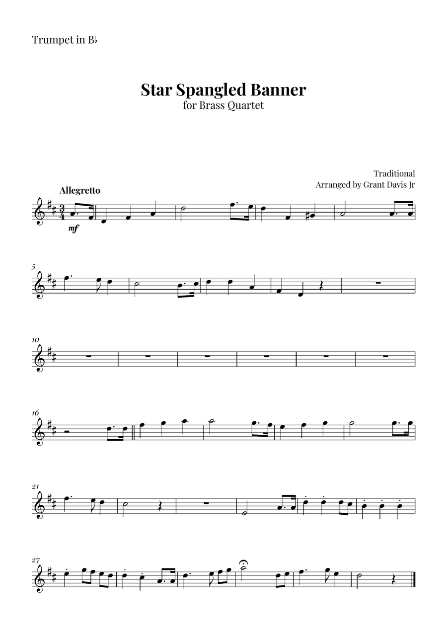Star Spangled Banner Brass Quartet scores gallery preview page 4