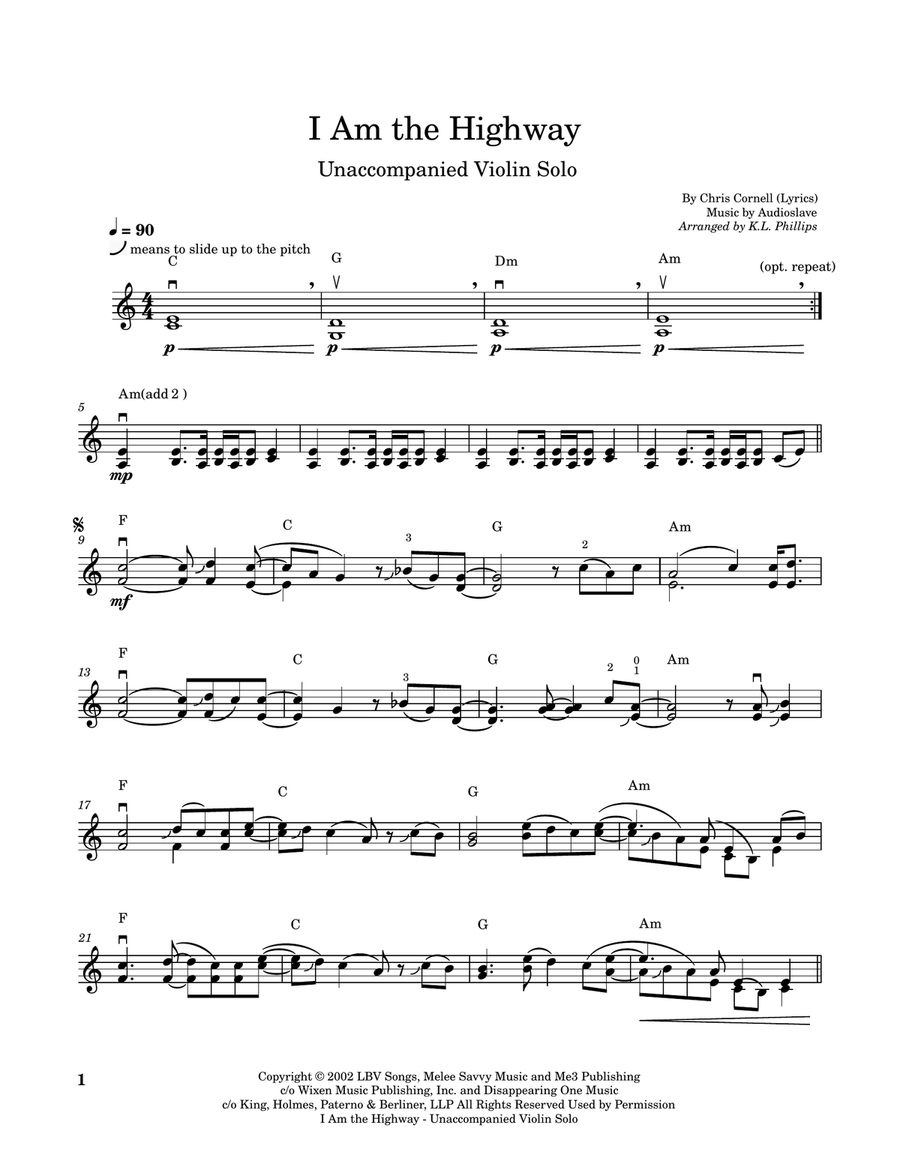 I Am The Highway I Am The Highway Violin Solo scores gallery preview page 2