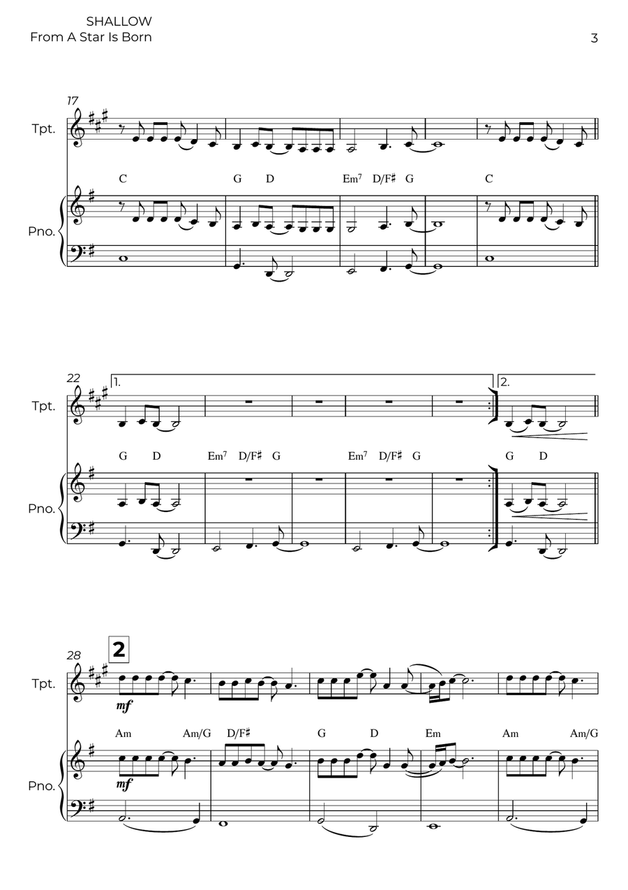 Shallow Shallow B-Flat Trumpet scores gallery preview page 3