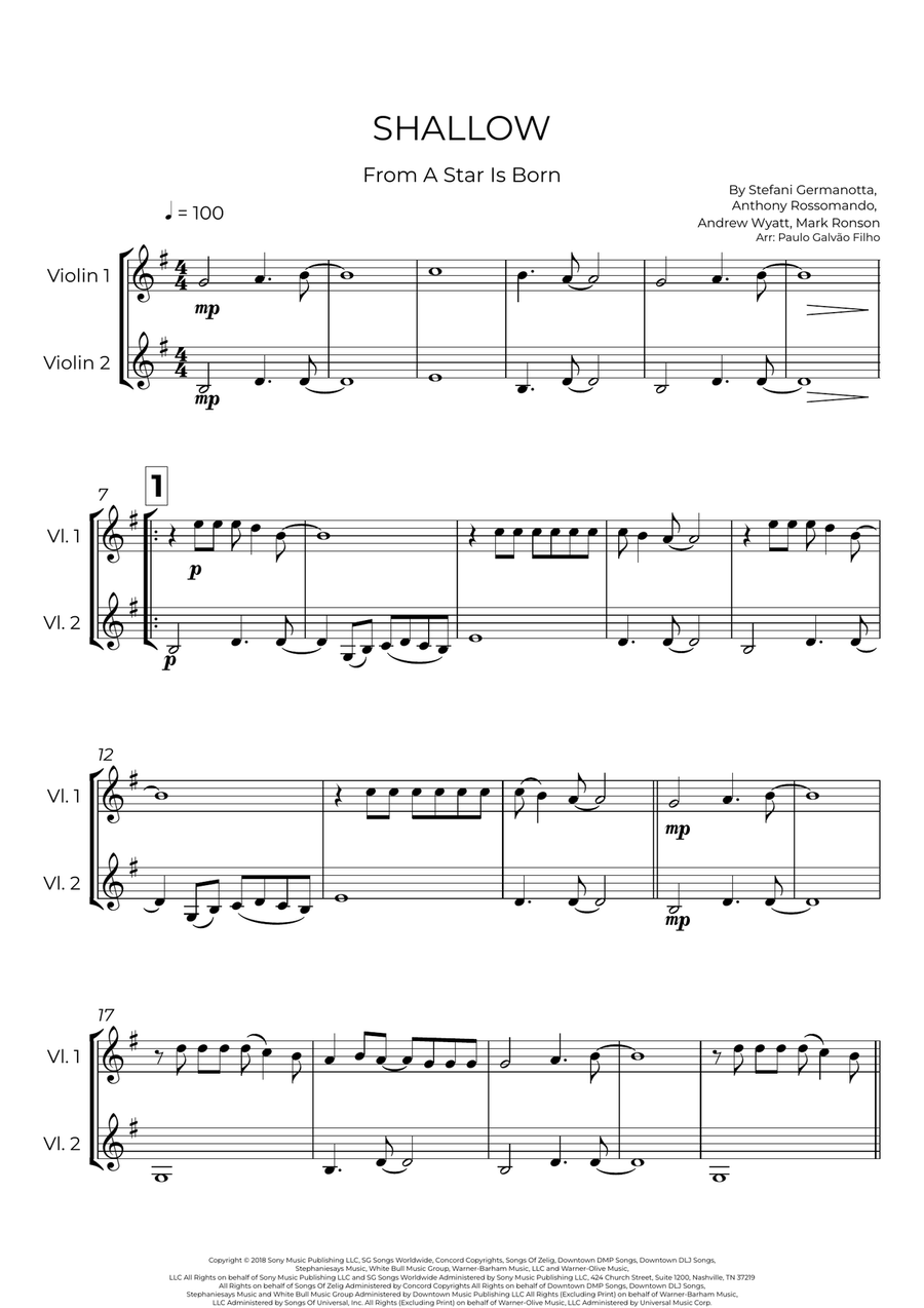 Shallow Shallow String Duet scores gallery preview page 2