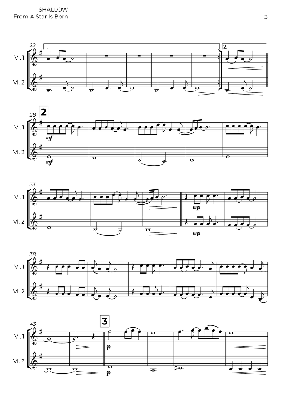 Shallow Shallow String Duet scores gallery preview page 3