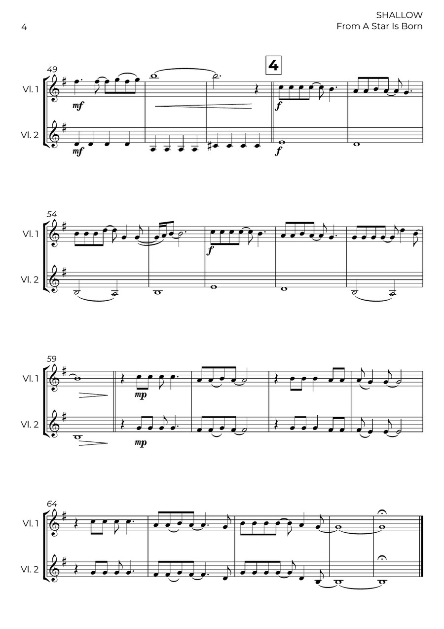 Shallow Shallow String Duet scores gallery preview page 4