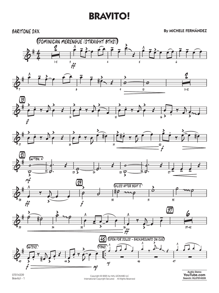Bravito! - Baritone Sax Bravito! - Baritone Sax Jazz Ensemble scores gallery preview page 1
