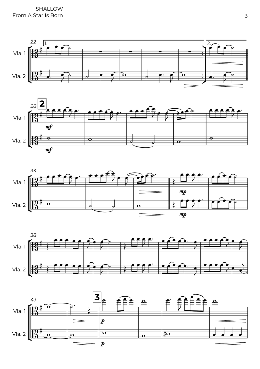 Shallow Shallow String Duet scores gallery preview page 3