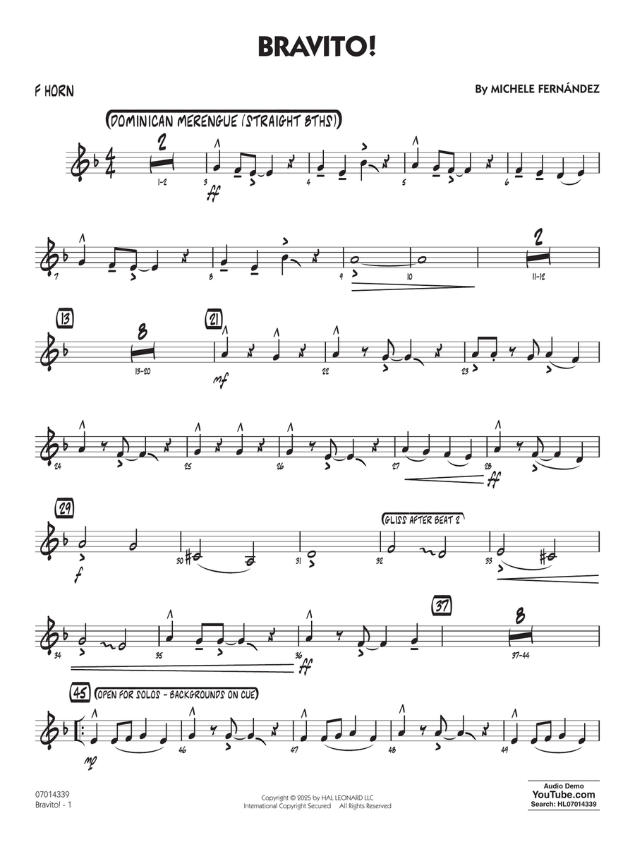 Bravito! - F Horn Bravito! - F Horn Jazz Ensemble scores gallery preview page 1
