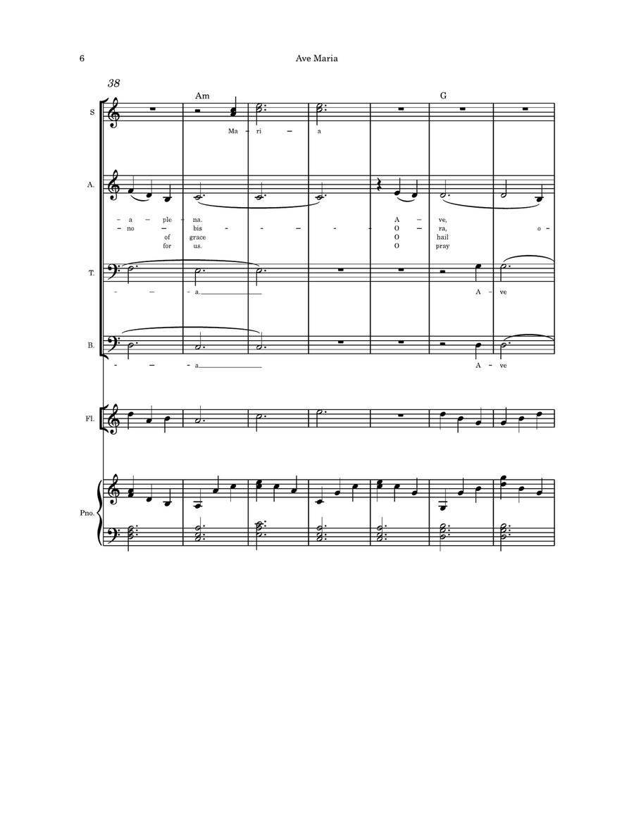 Ave Maria Solo SATB Latin/English flute or violin or cello and piano 4-Part scores gallery preview page 6