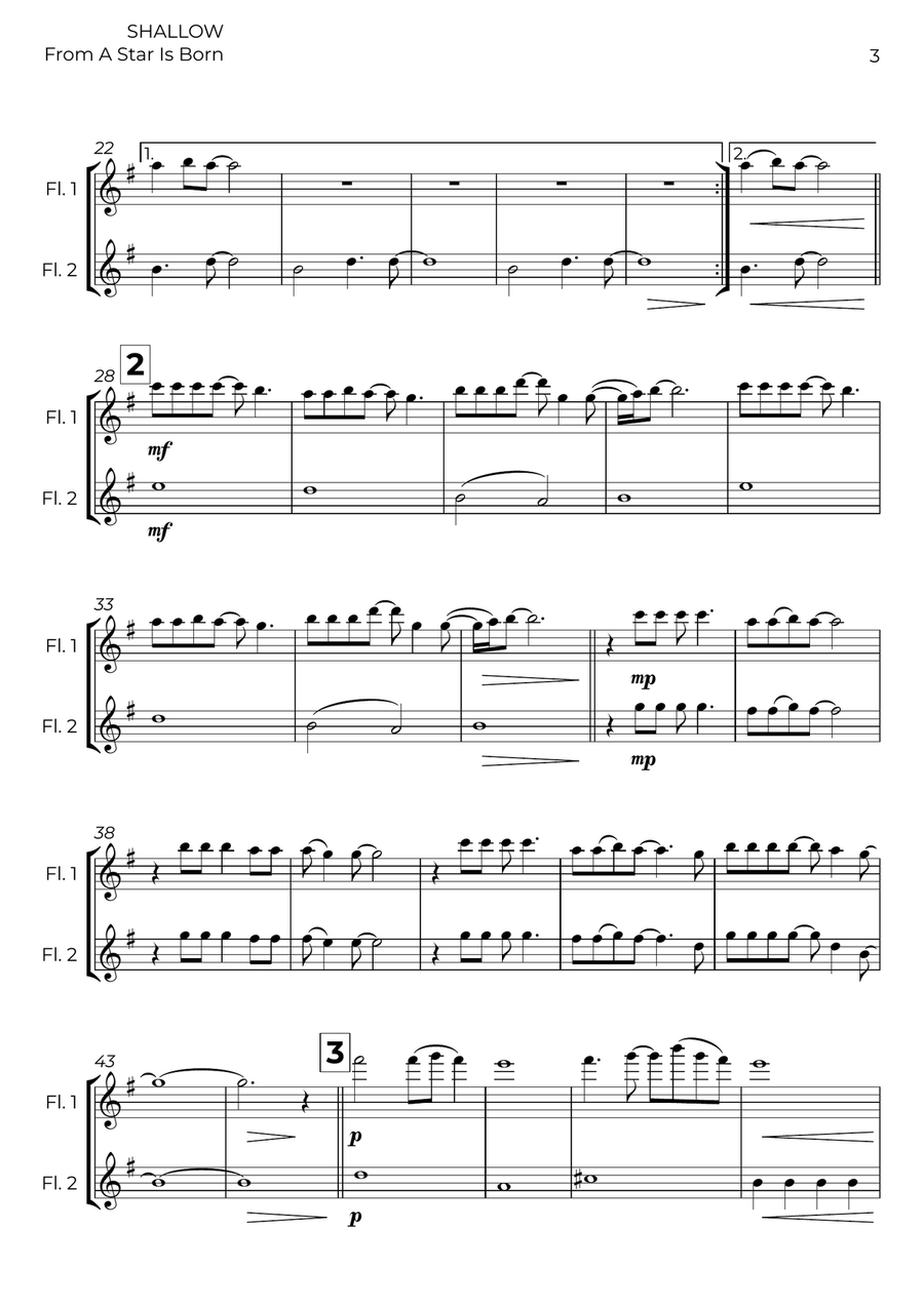Shallow Shallow Flute Duet scores gallery preview page 3
