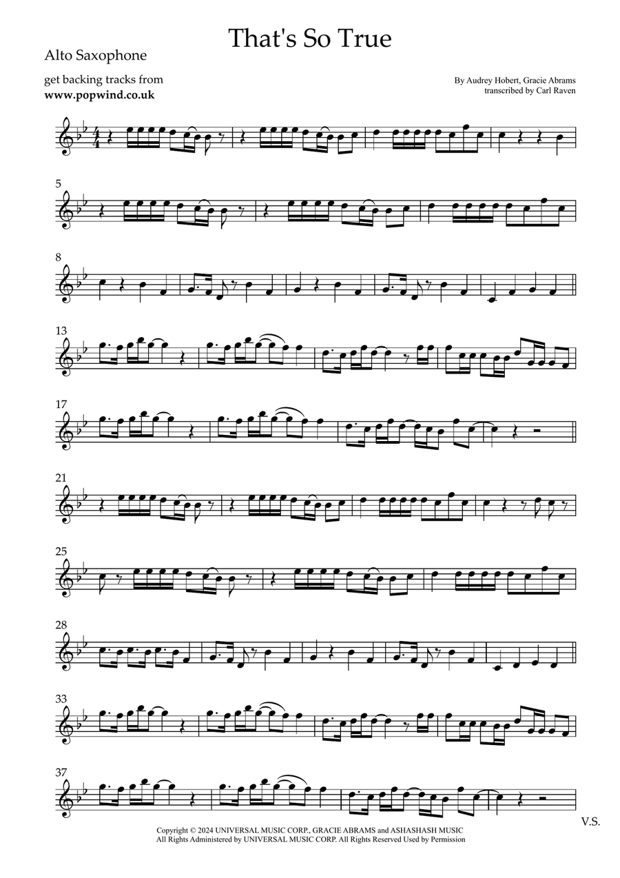 That's So True That's So True Alto Saxophone scores gallery preview page 1