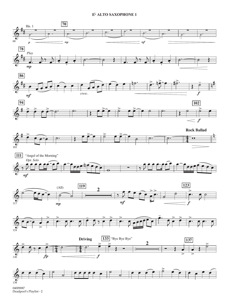 Deadpool's Playlist - Eb Alto Saxophone 1 Concert Band scores gallery preview page 2
