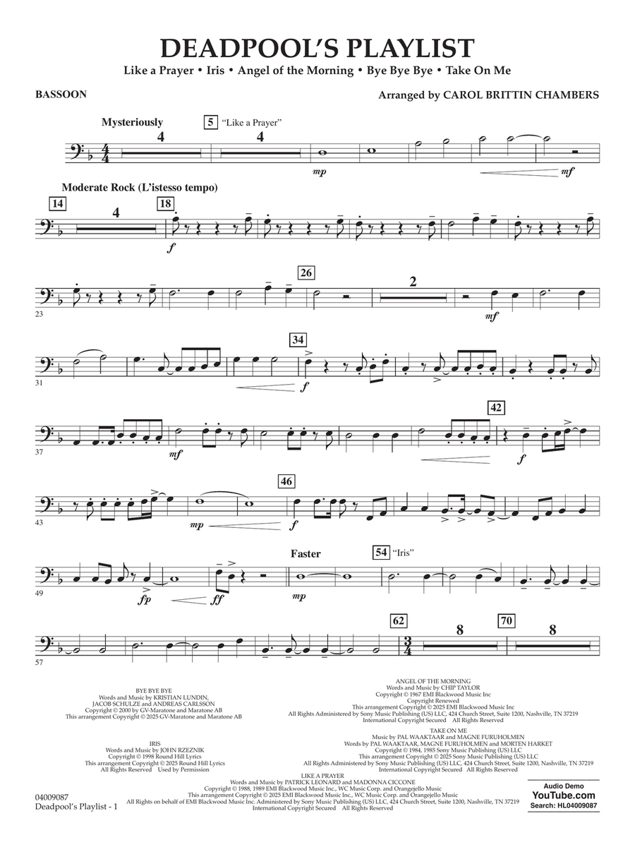 Deadpool's Playlist - Bassoon Concert Band scores gallery preview page 1