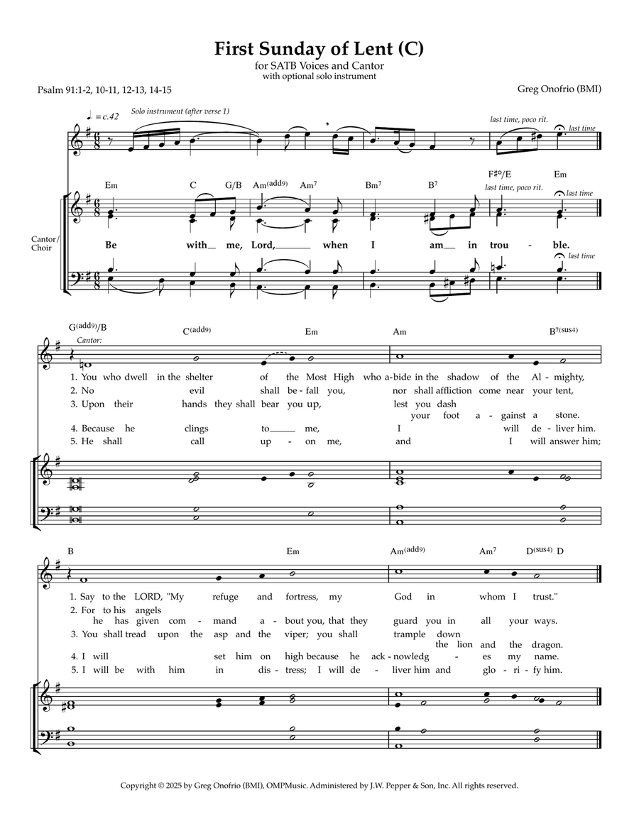 Psalm 91: First Sunday of Lent (Year C) 4-Part scores gallery preview page 1