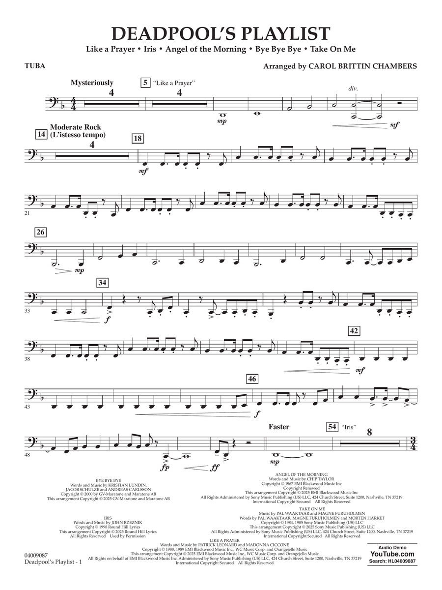 Deadpool's Playlist - Tuba Concert Band scores gallery preview page 1