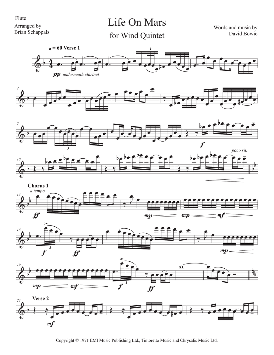 Life On Mars Life On Mars Woodwind Quintet scores gallery preview page 6