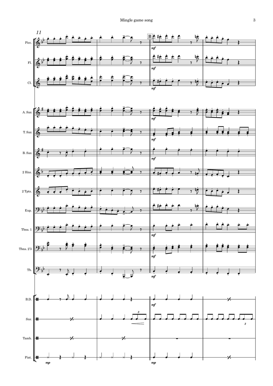 Mingle game song (Round and round) from Squid game2 Marching Band scores gallery preview page 3