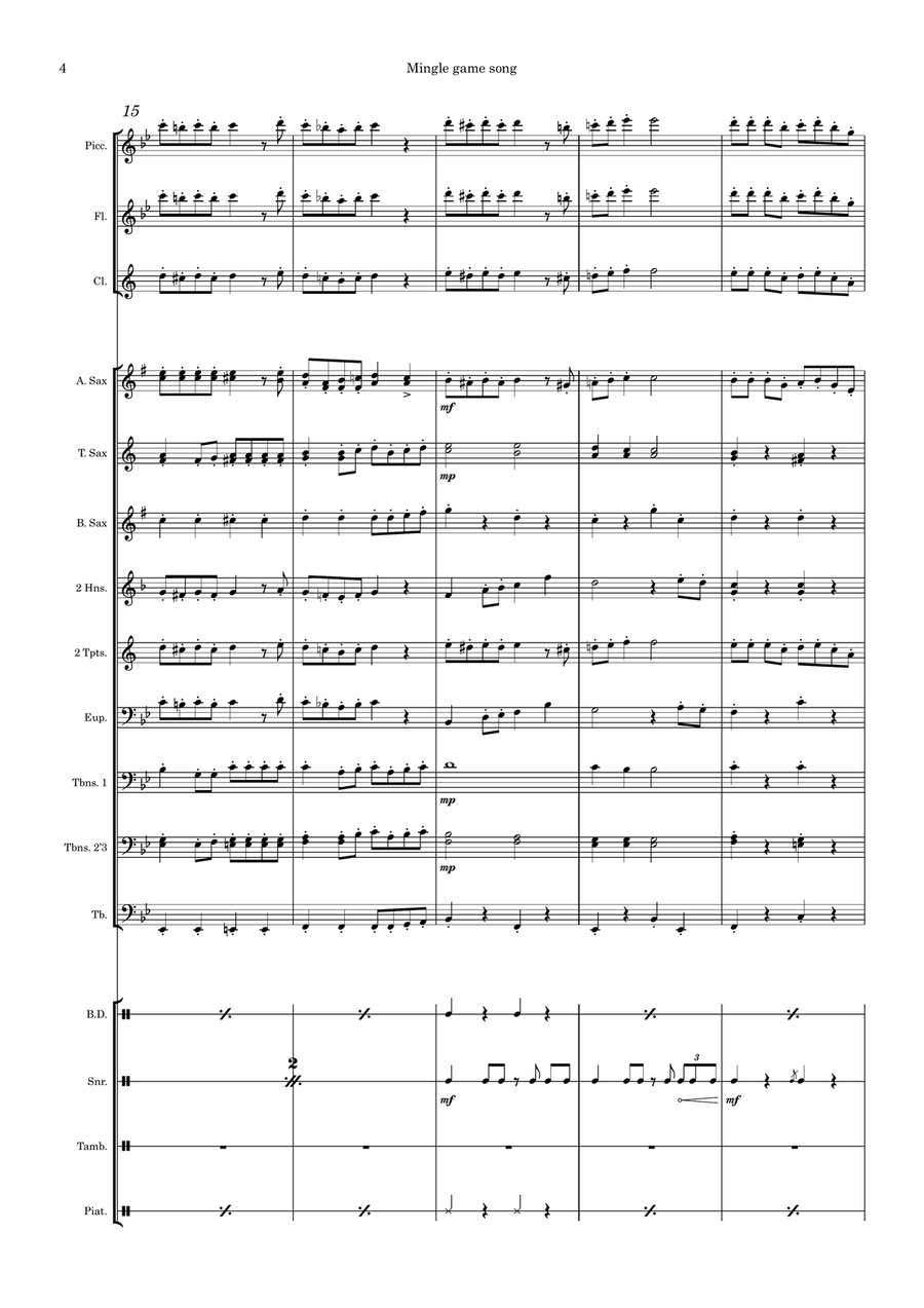 Mingle game song (Round and round) from Squid game2 Marching Band scores gallery preview page 4