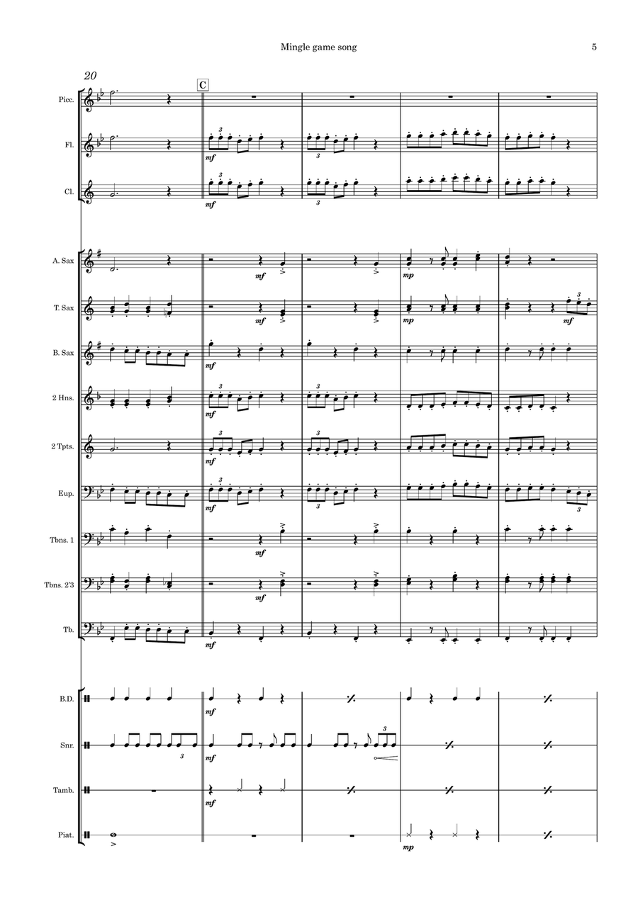 Mingle game song (Round and round) from Squid game2 Marching Band scores gallery preview page 5