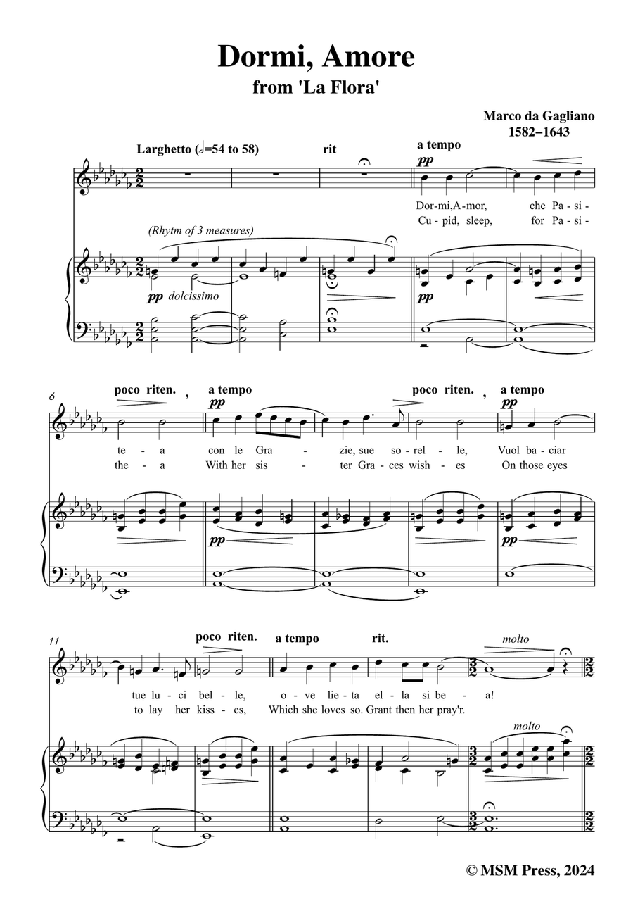 Gagliano-Dormi,Amore,in a flat minor Piano, Vocal scores gallery preview page 3