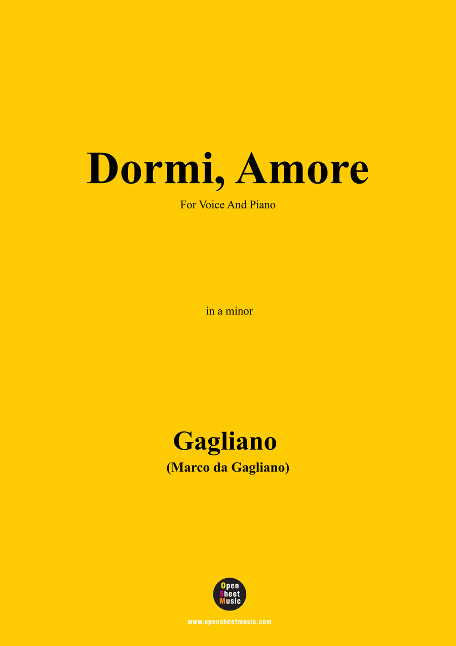 Gagliano-Dormi,Amore,in a minor Piano, Vocal scores gallery preview page 1