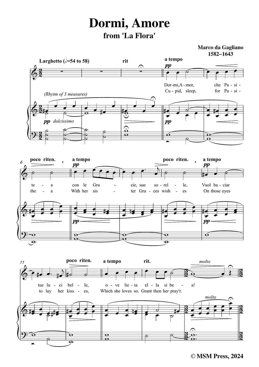 Gagliano-Dormi,Amore,in a minor Piano, Vocal scores gallery preview page 3