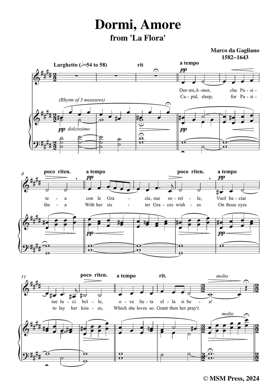 Gagliano-Dormi,Amore,in c sharp minor Piano, Vocal scores gallery preview page 3