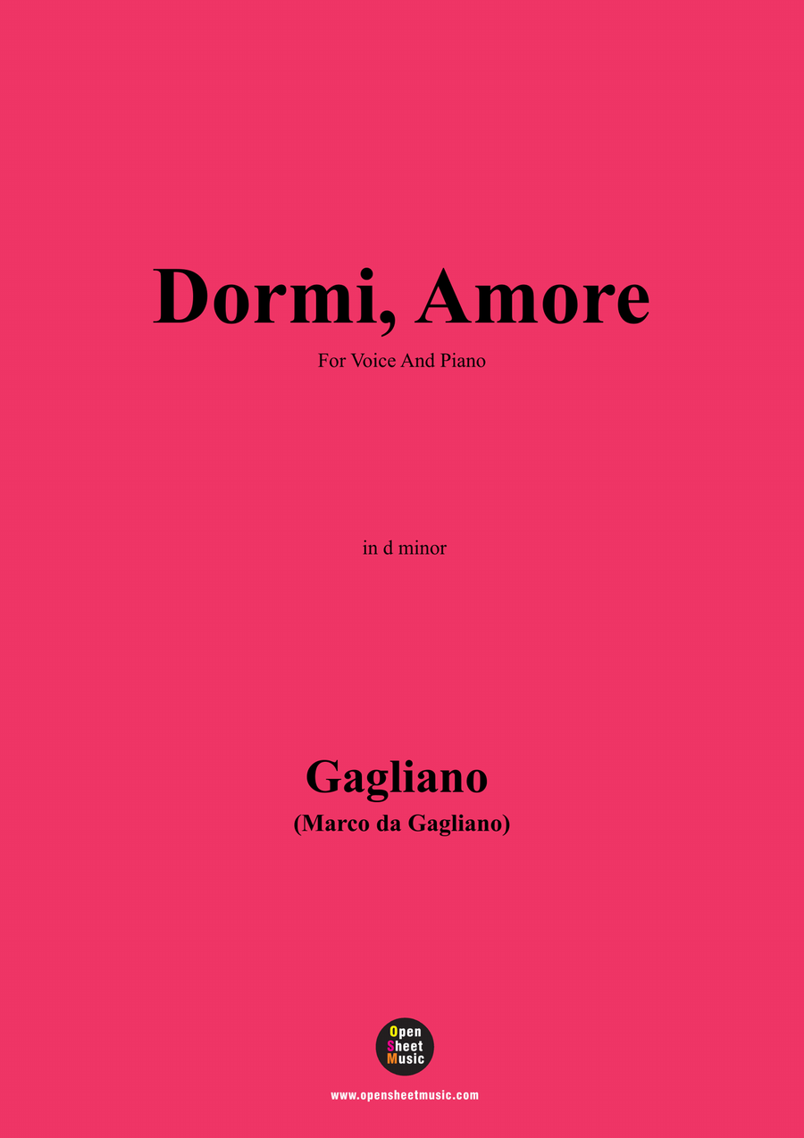 Gagliano-Dormi,Amore,in d minor Piano, Vocal scores gallery preview page 1