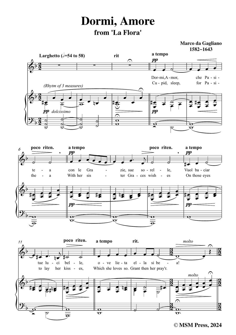 Gagliano-Dormi,Amore,in d minor Piano, Vocal scores gallery preview page 3